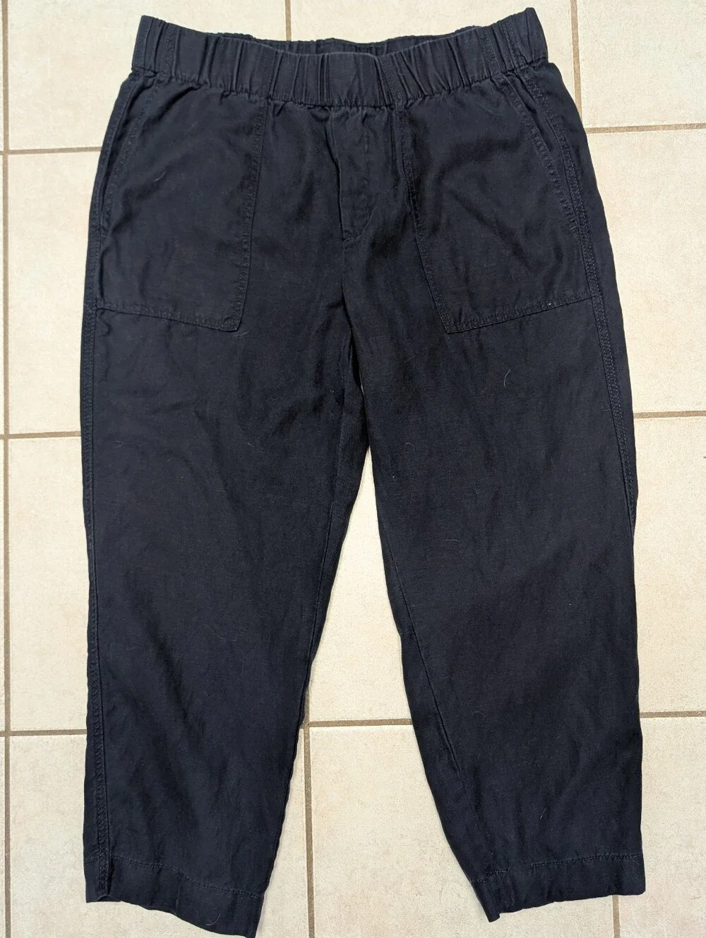 Banana Republic Navy Blue Lyocell Linen & Cotton Ankle Pants, Size L